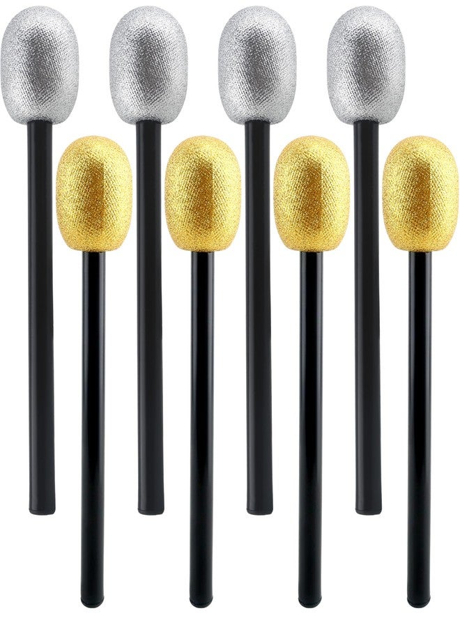 Haconba 8 Pack Microphone Toy Fake Plastic Glitter Stage Mic Costume Prop for Stage Play Cosplay Prop Birthday Disco Theme Party Favors (color set 4) - Image 1